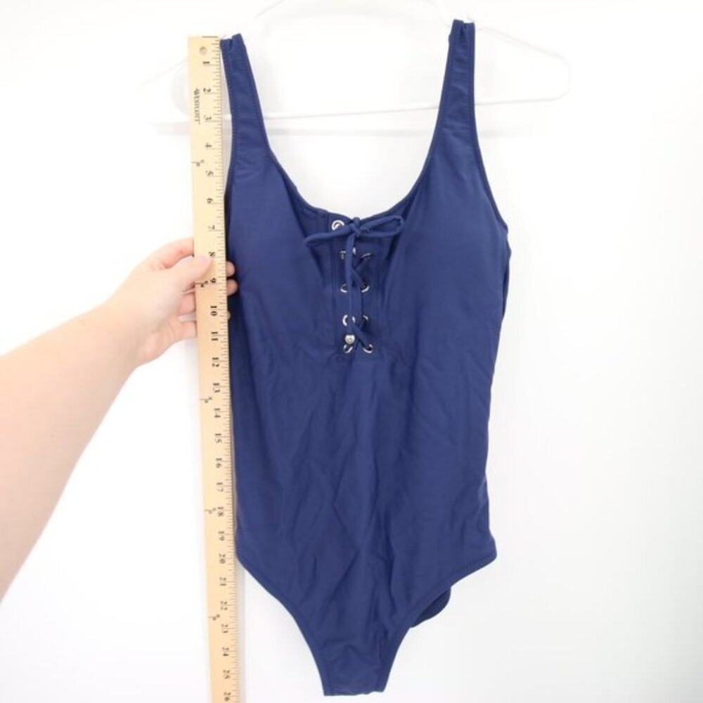 Mossimo Blue Lace-Up One Piece Swimsuit Scoop Neck Size Small NWT - Picture 4 of 8